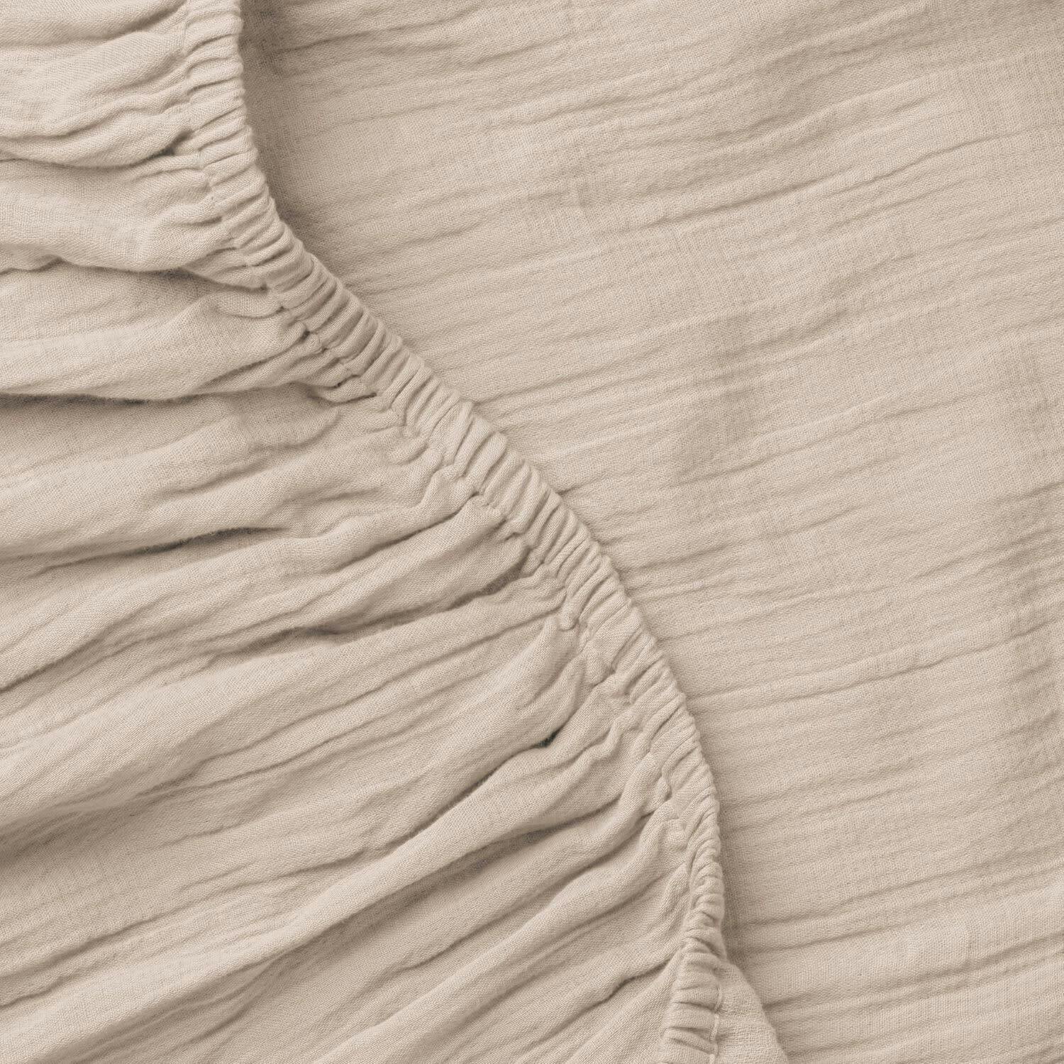 Calm Crinkled Comfort Fitted Sheet, Beige
