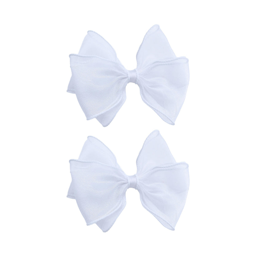 Pure White Bow Hair Clip Set