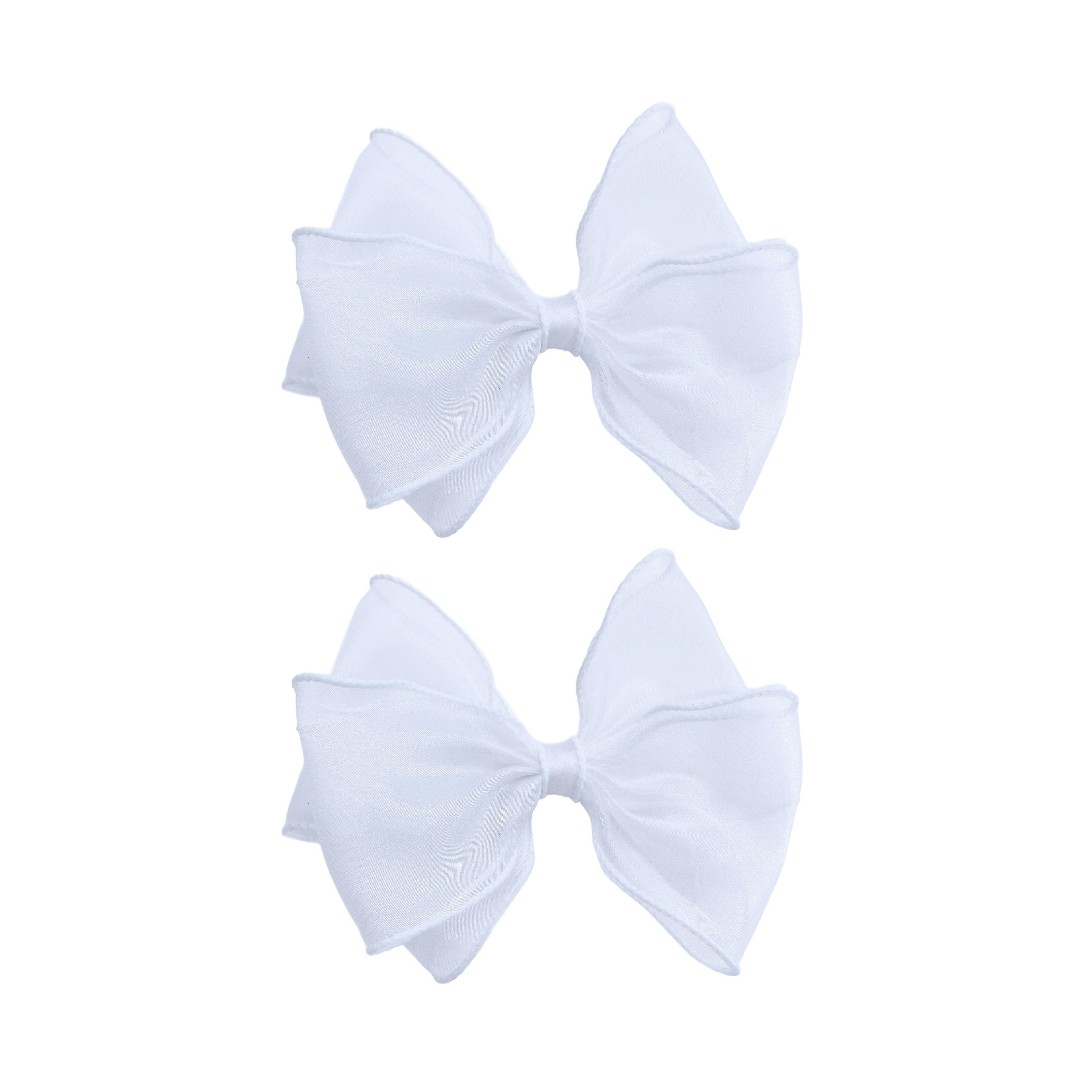 Pure White Bow Hair Clip Set