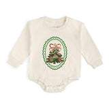 Sequin Christmas Tree Patch Long Sleeve Romper