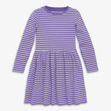 Kids long sleeve rib perfect pocket dress in stripe