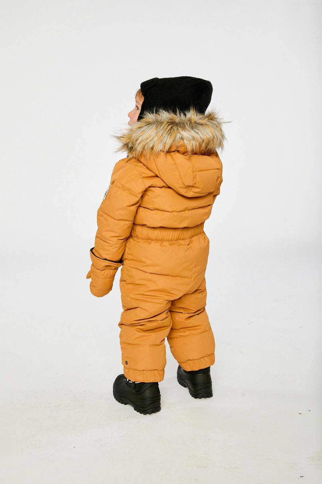 Baby Original One Piece Puffy Snowsuit With Removable Mittens And Boots Brown Sugar