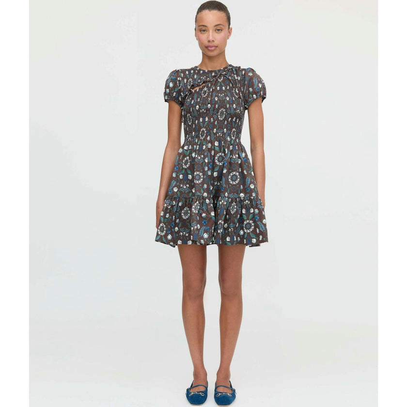 The Gia Mini Nap Dress - Chocolate Swedish Floral