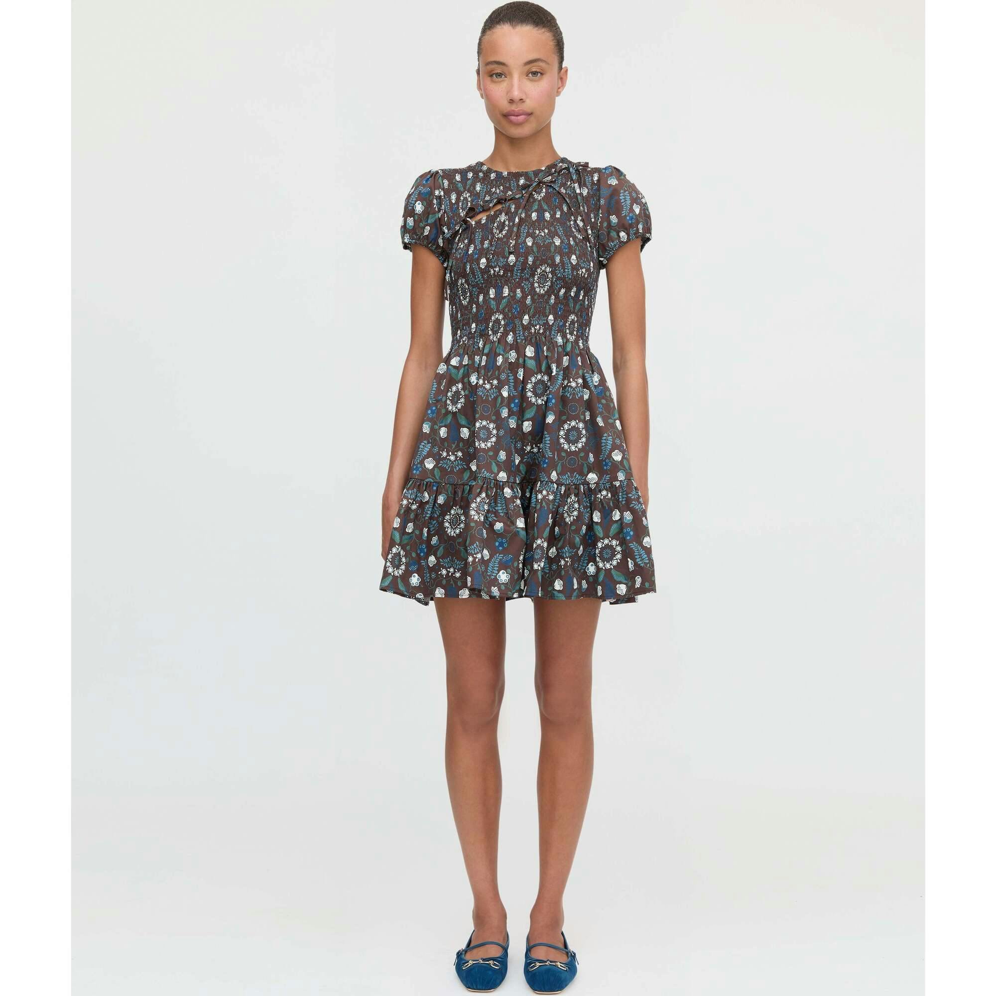 The Gia Mini Nap Dress - Chocolate Swedish Floral