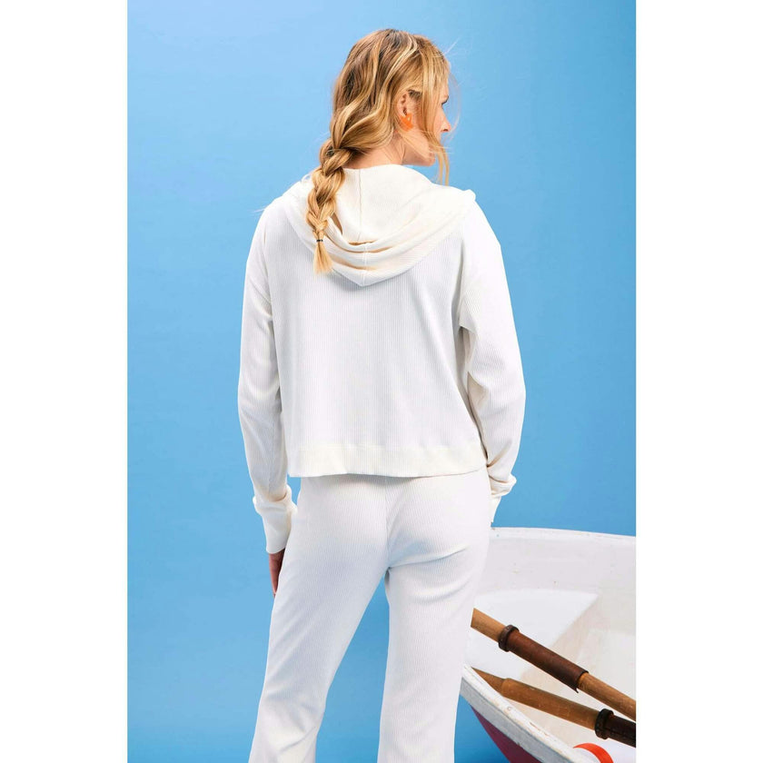 Womens Rib Crop Hoodie