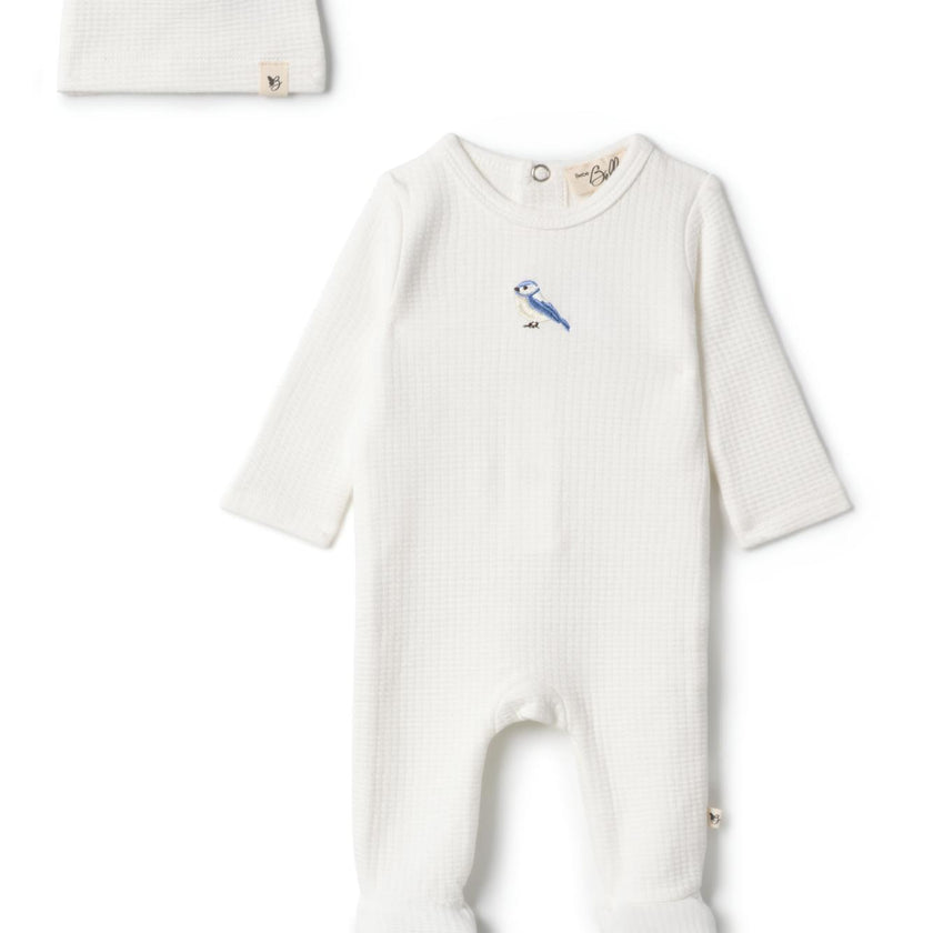 Checkered Applique Onesie Blue