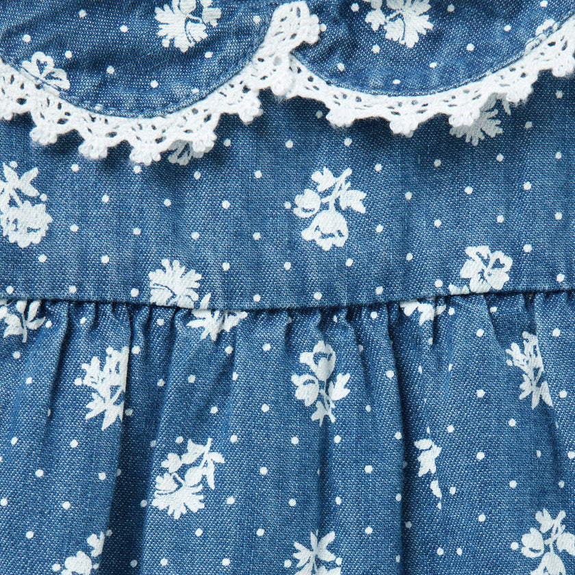 Baby Floral Chambray Matching Set, blue