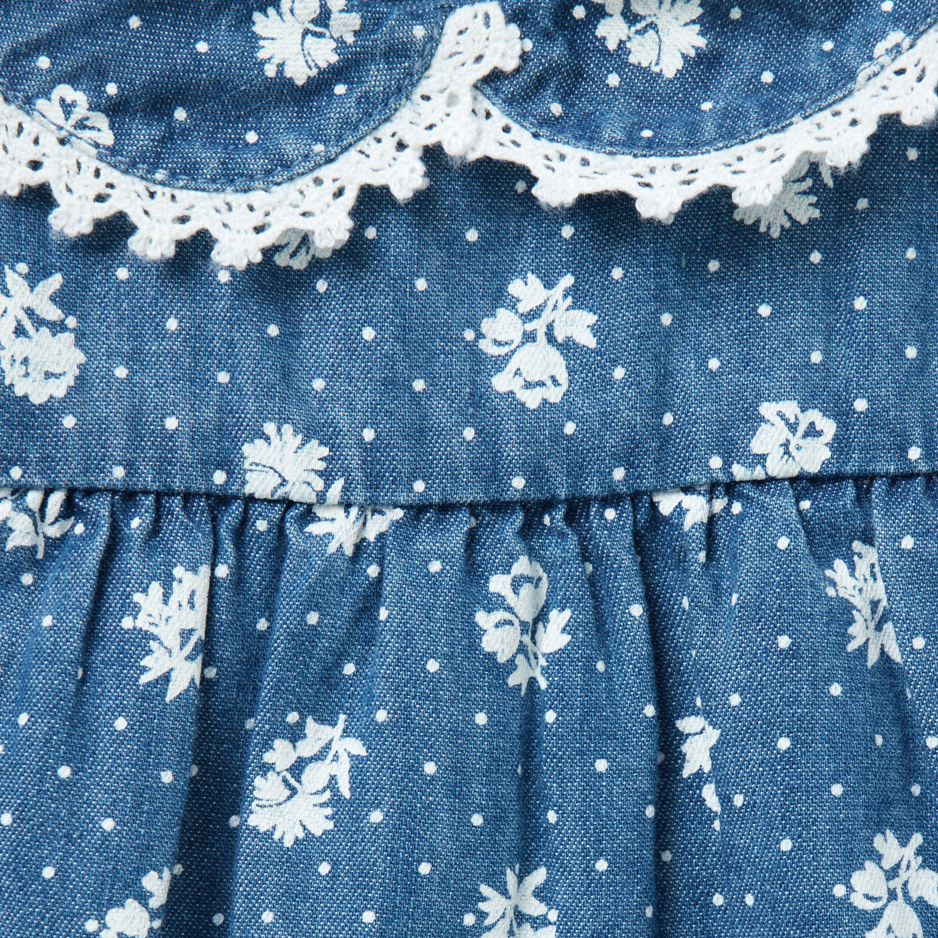 Baby Floral Chambray Matching Set, blue