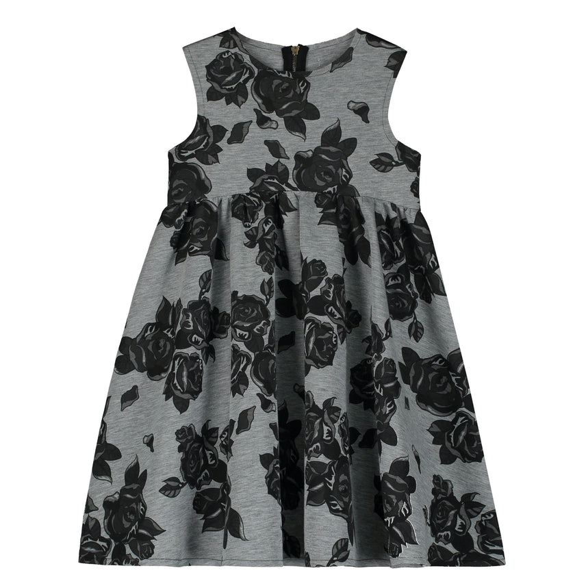 Black Flower Neoprene Dress