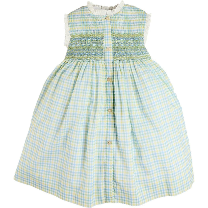 Pip Check Smocked Sleeveless Dress in Green (12mths- 10yrs)