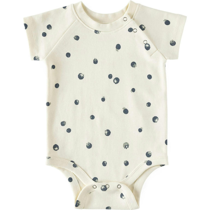 Print Short Raglan Sleeve Snap One-Piece, Blue