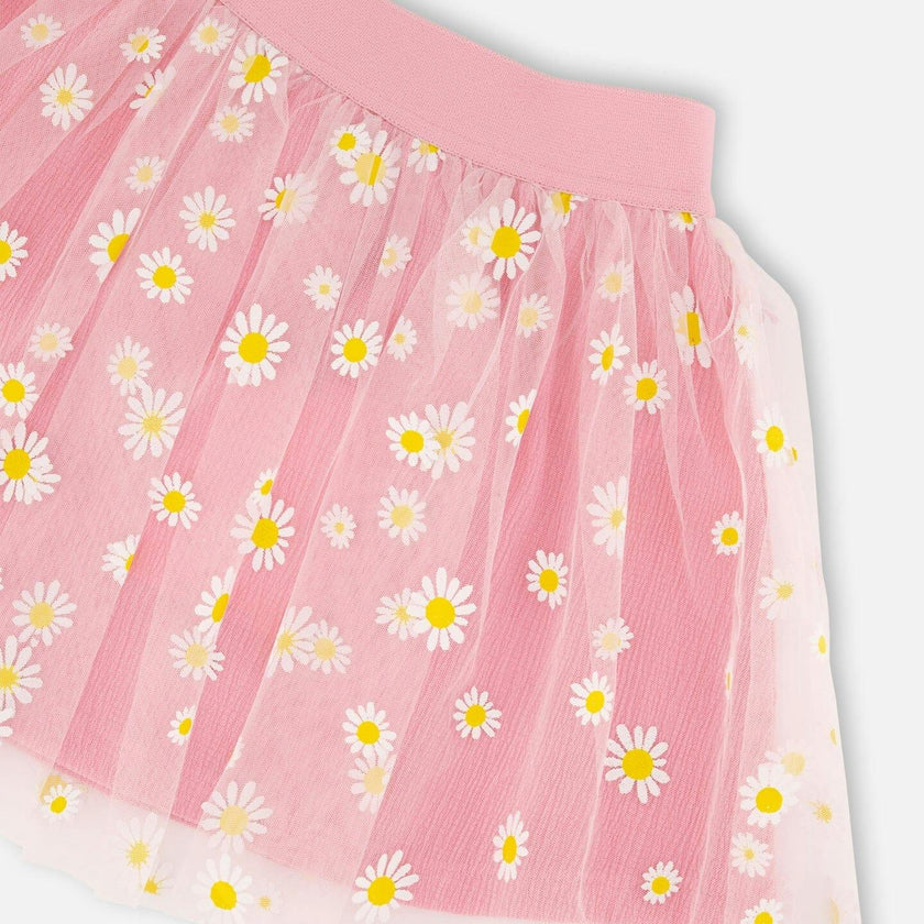 Mesh And Crinkle Jersey Skirt