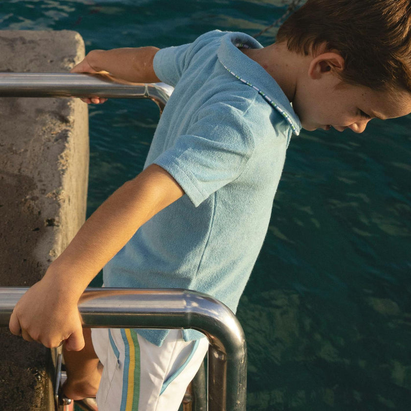boys le marin blue french terry polo