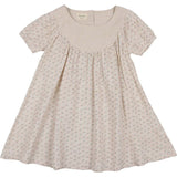 Lemon Blossom Pleated Puff Sleeve Swing Dress