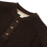 Organic Sweater Henley with Elbow Patches