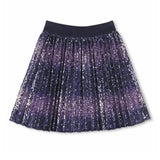 Navy Sequin Pleated Skirt