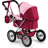Trendy Pram Stroller for Toy Baby Dolls in Red/Pink
