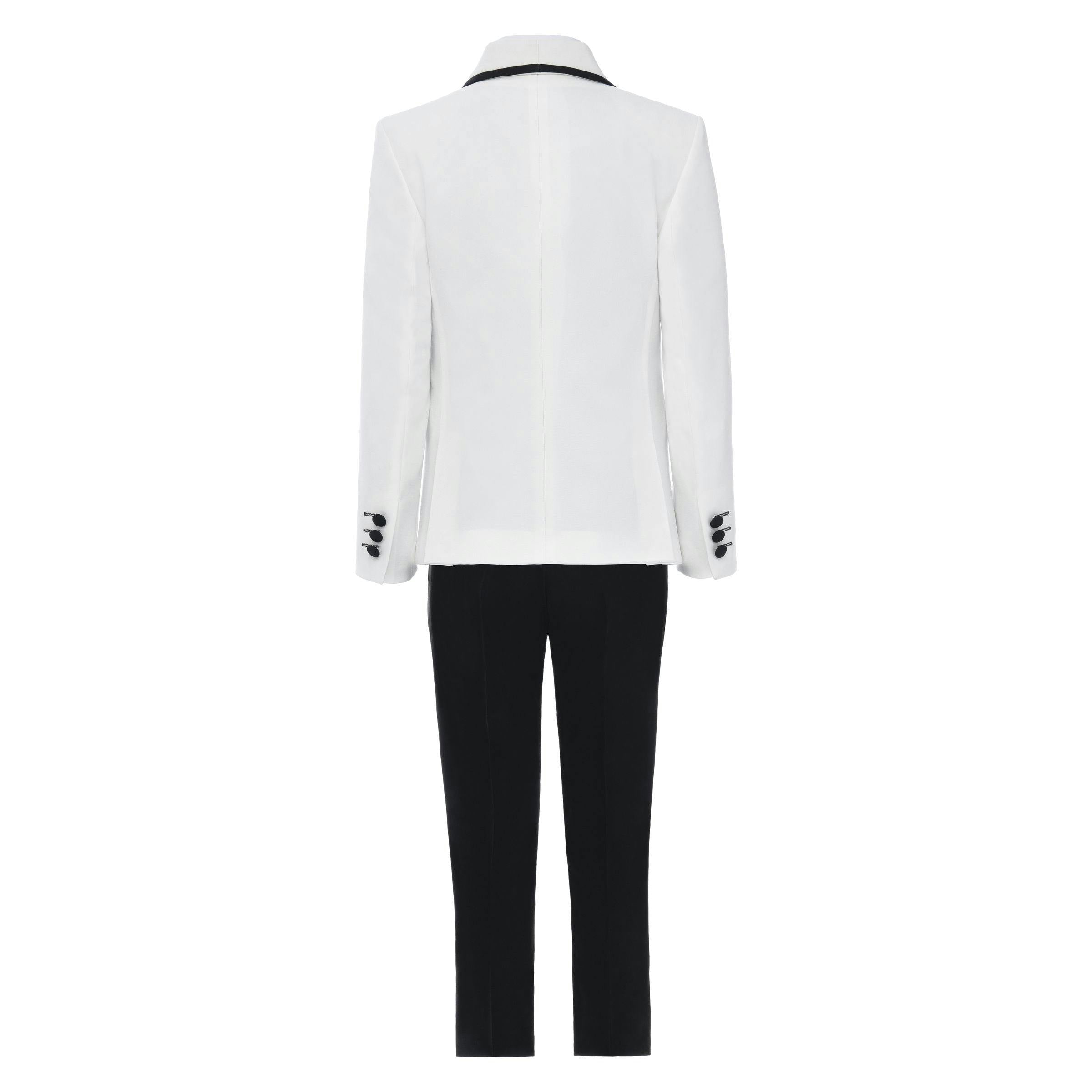White Suit Set with Black Accents