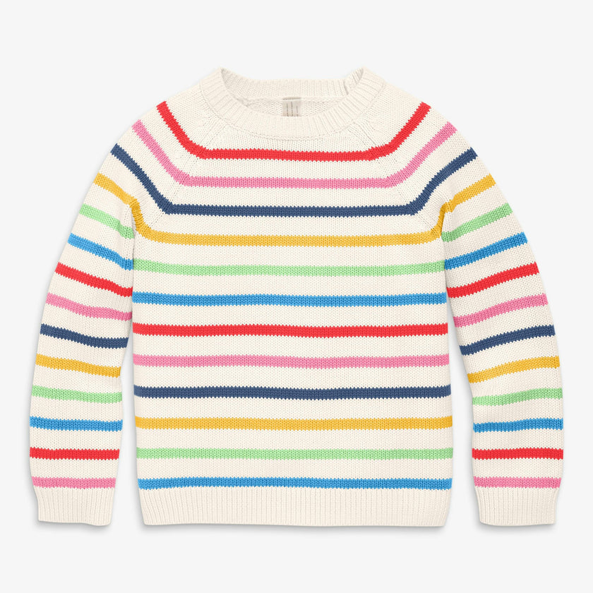 Kids crewneck sweater in rainbow stripe