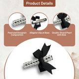 Halo Luxe Molly Double Strand Pearl Grosgrain Bow Clip - Black