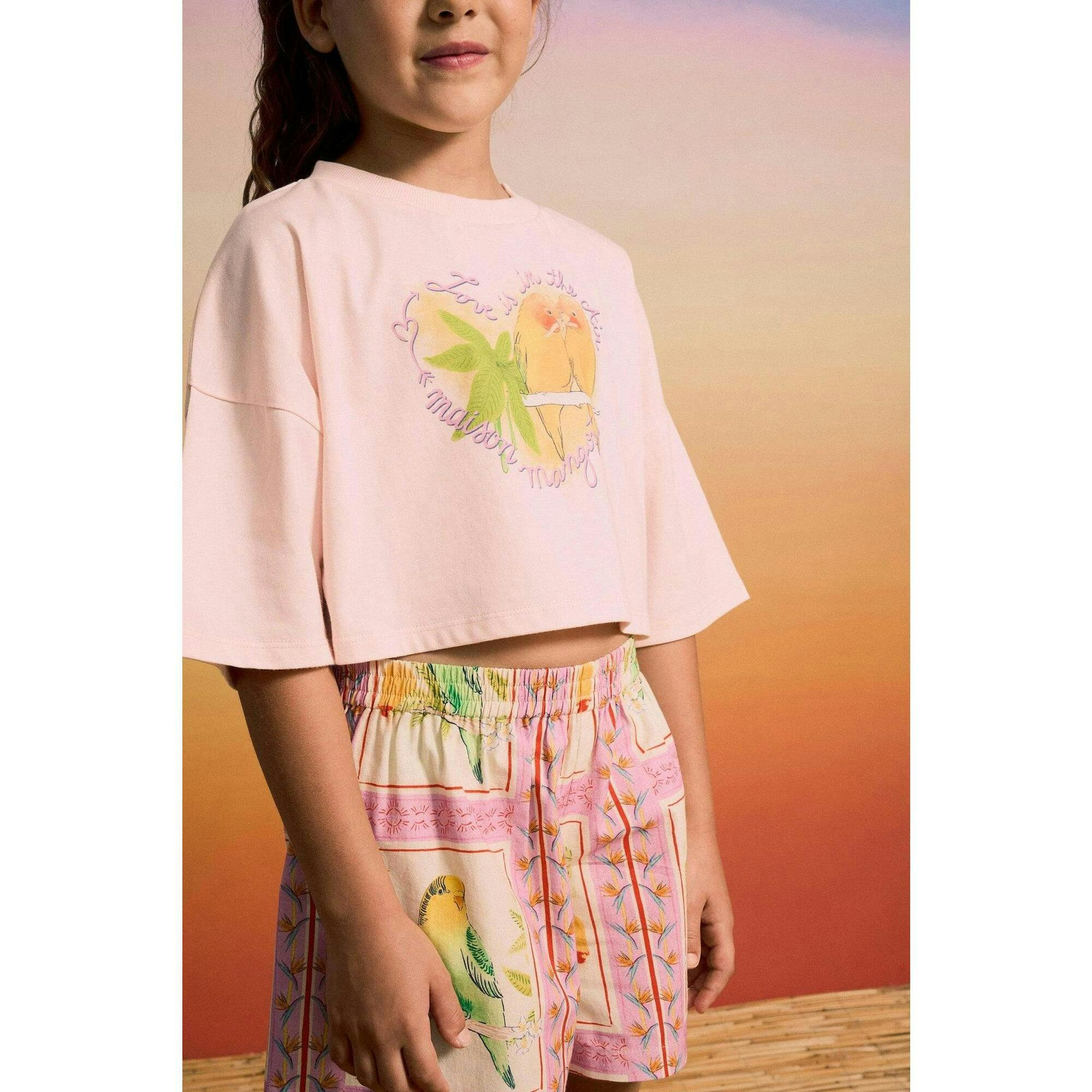 BIRDS CROP TOP BLUSH