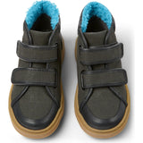 Kiddo Leather And Textile 2-Velcro Strap Sneakers, Grey