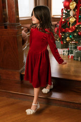Mini Vera June Dress in Poinsettia Velvet