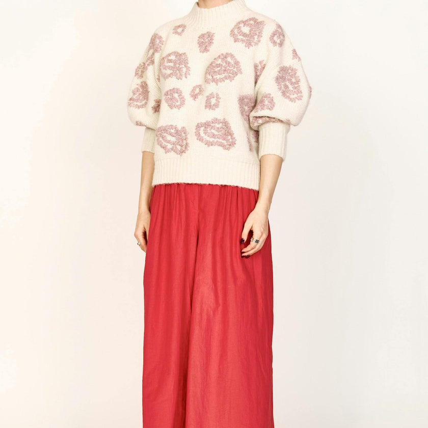 Cusco Waterlily Pullover in Ivory/Fawn
