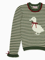 Olive Green Stripe Matilde Merino Girl Jumper