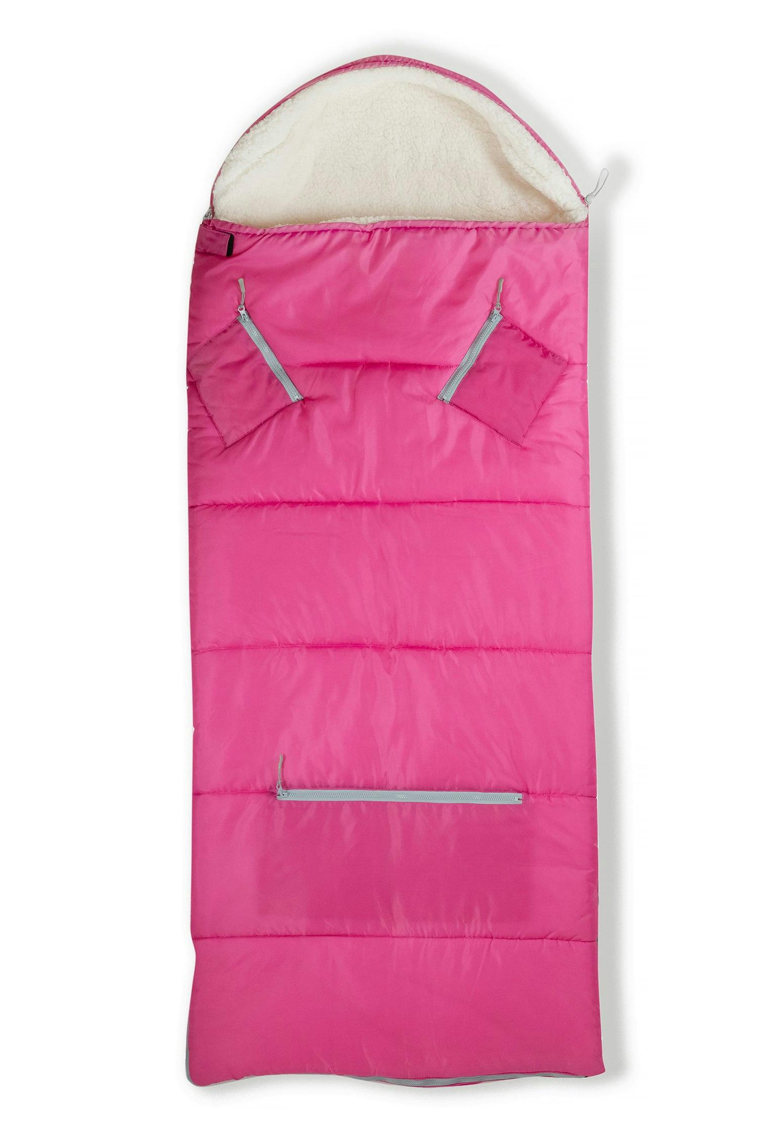 Sleep-n-pack: Packable Sleeping Bag, Big Kid 7-12+ yrs - Hibiscus Pink/Coconut Sherpa