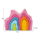 Wooden Mountain Rainbow Stacker | Montessori Stacking Blocks for Toddlers