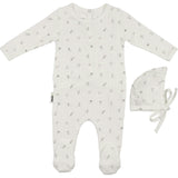 Pointelle Leaves Footie and Beanie Set