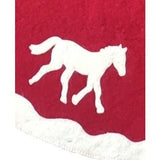 Galloping Horses Christmas Tree Skirt in Red with White