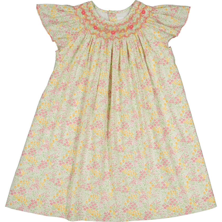 Prune Floral Frills Bishop Dress