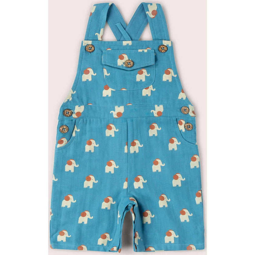 Blue Elephants Dungaree Shorts, Blue