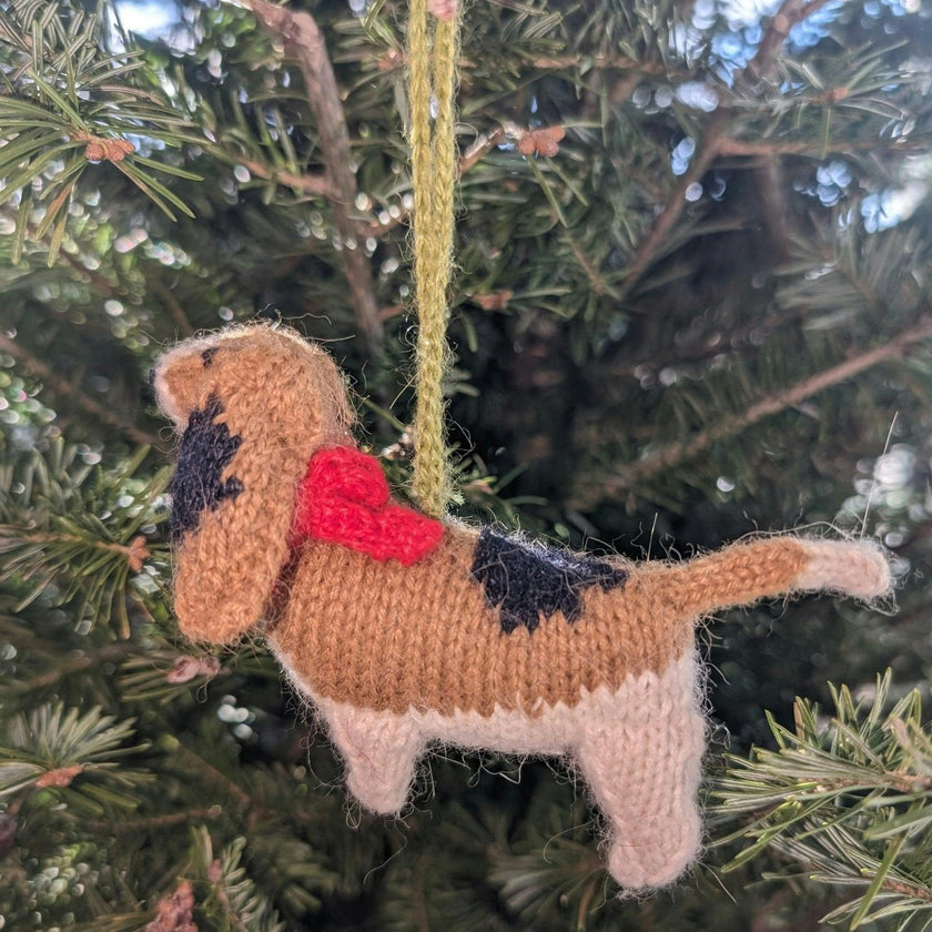Basset Hound Hand Knit Christmas Ornament Arcadia Home