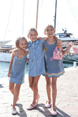 Gems Bow Denim Dress