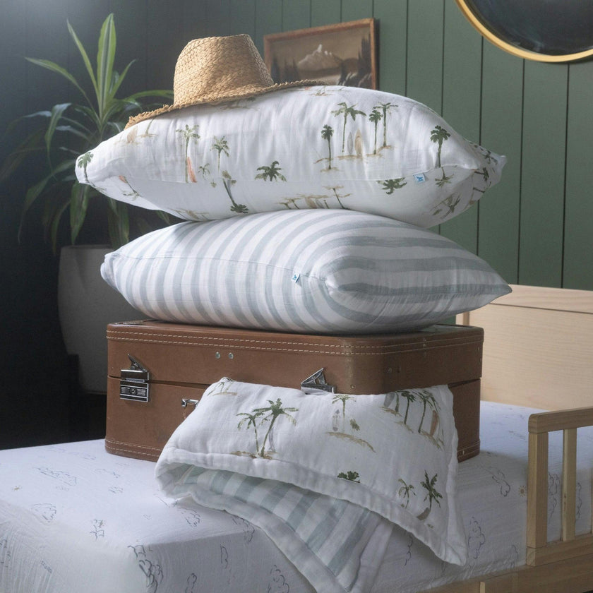 Cotton Muslin Pillowcase 2 Pack - Palm Paradise