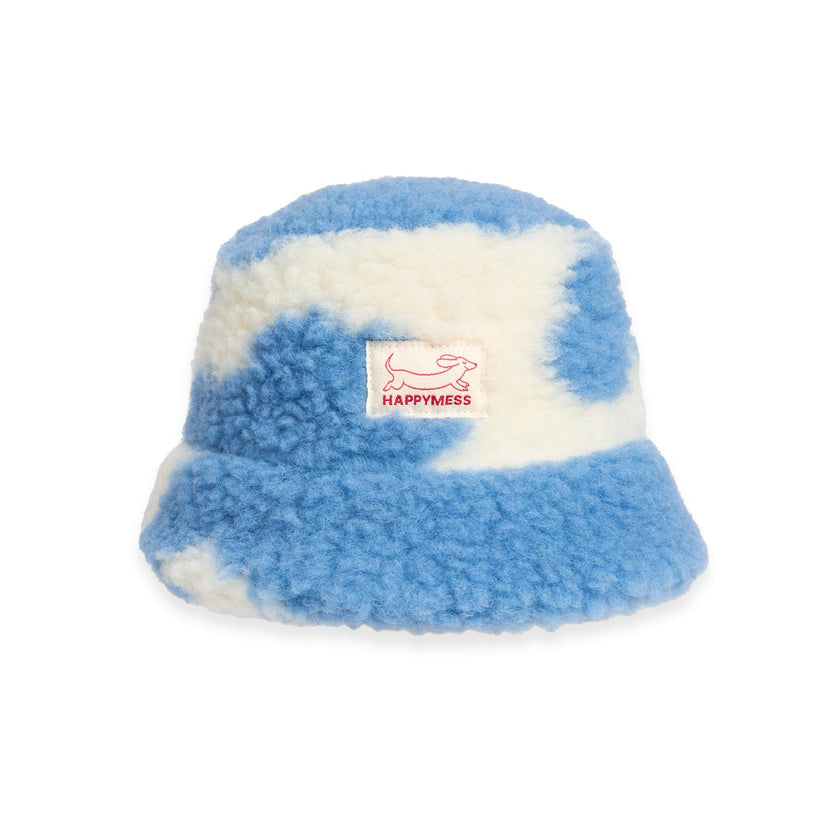 children's merino bucket hat - blue cow