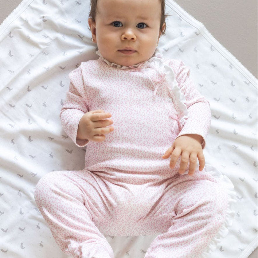 Pink Leaves Pima Baby Pajama