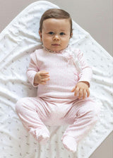 Pink Leaves Pima Cotton Baby One-Piece Pajamas