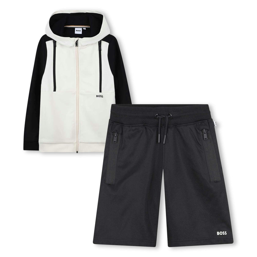 Black and White Workout Shorts Set