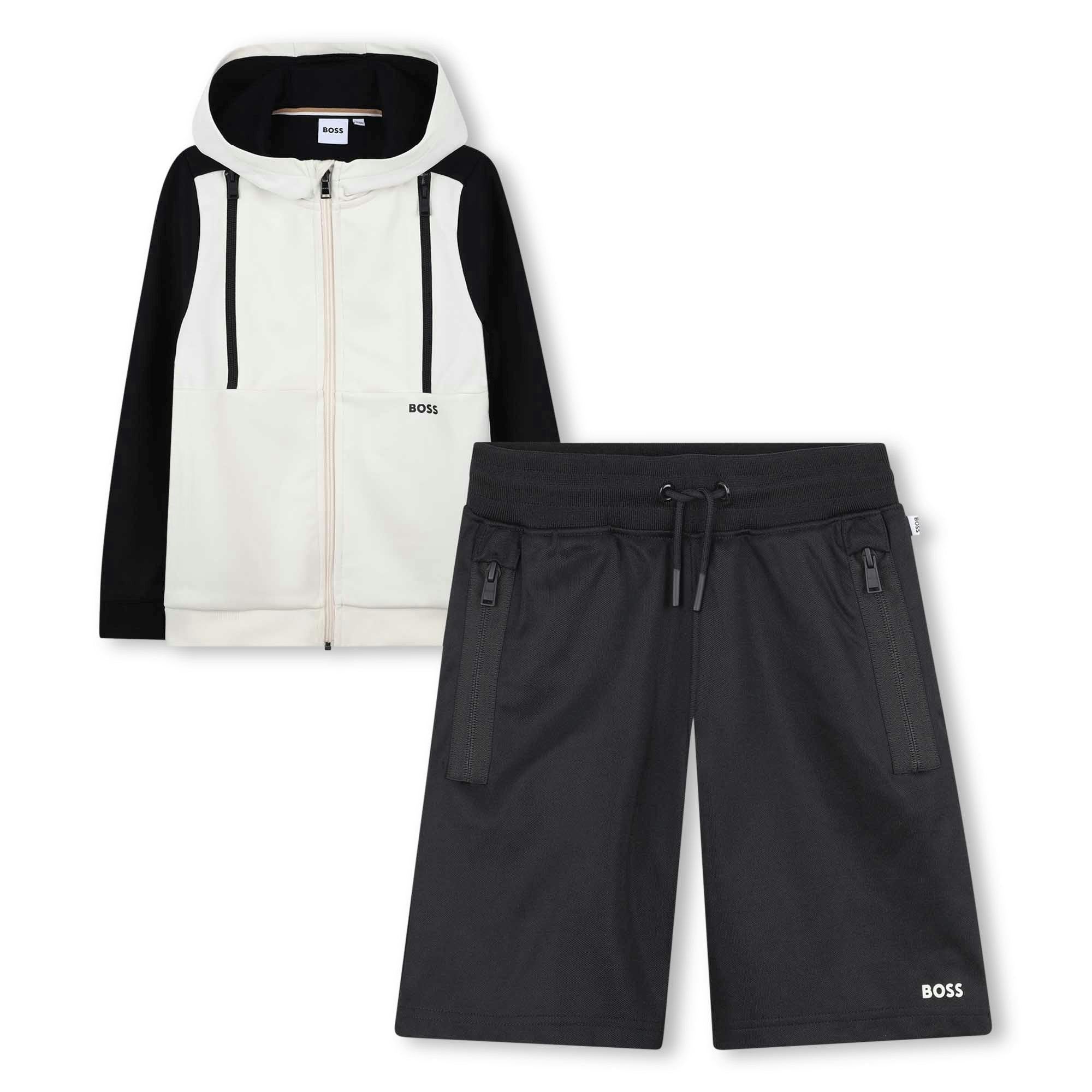 Black and White Workout Shorts Set