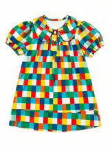 Colorful Checks Puff Dress