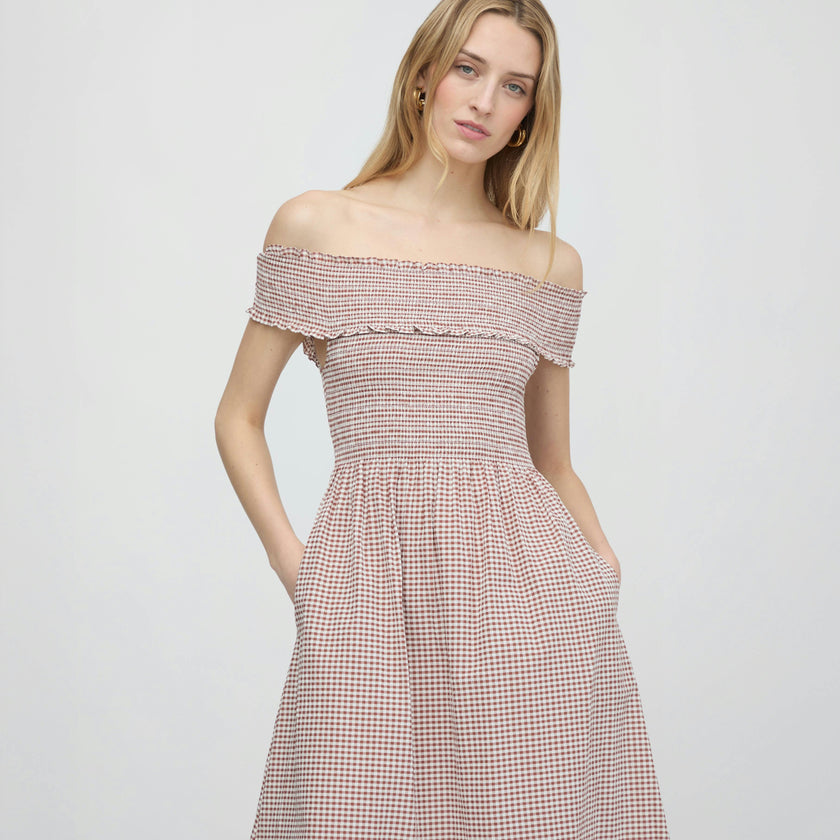 The Marguerite Nap Dress - Cognac Gingham