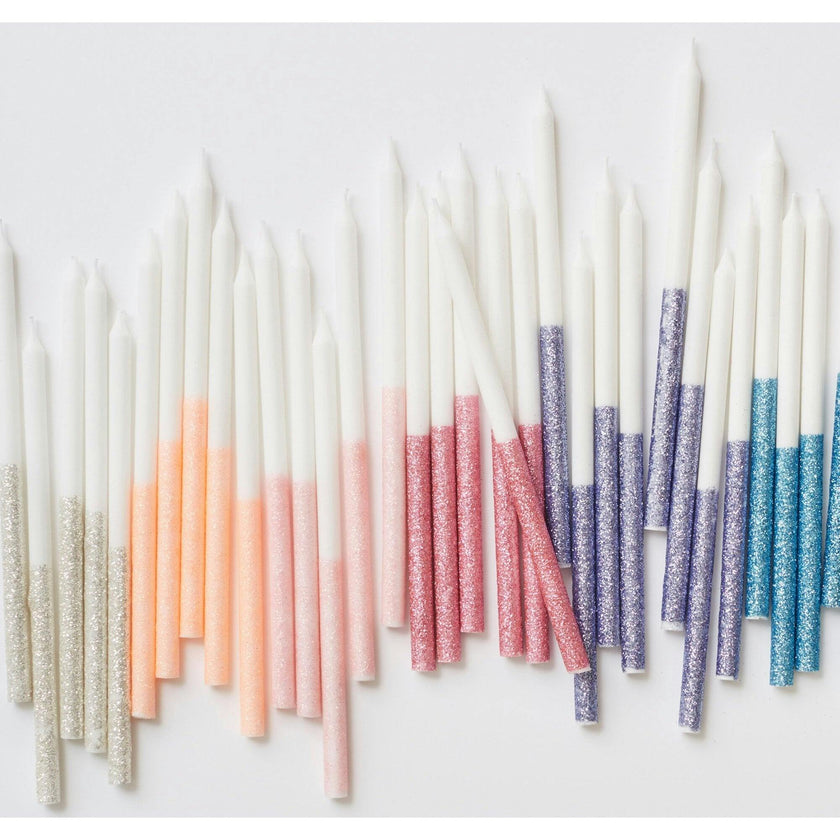 Silver Glitter Dipped Candles