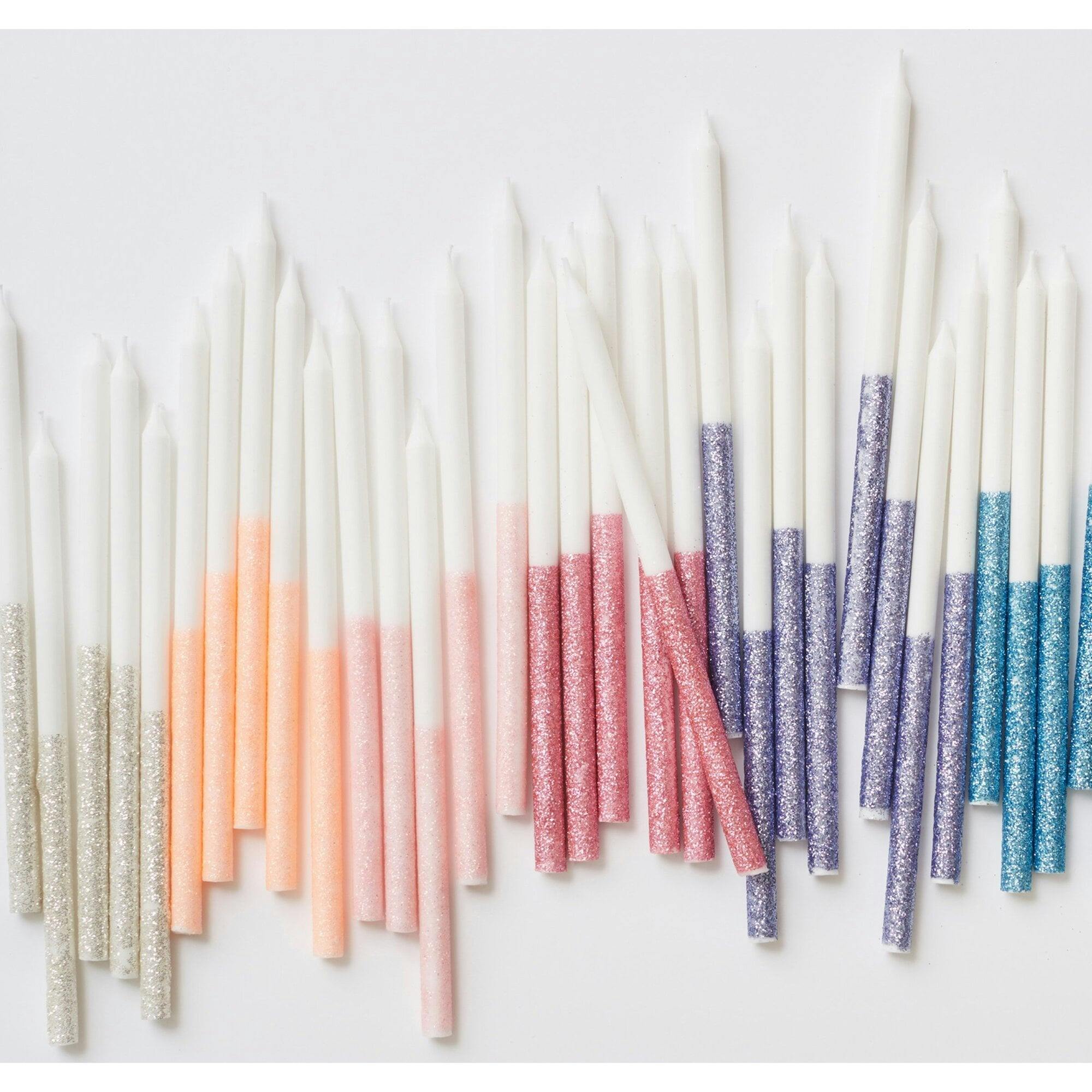 Silver Glitter Dipped Candles