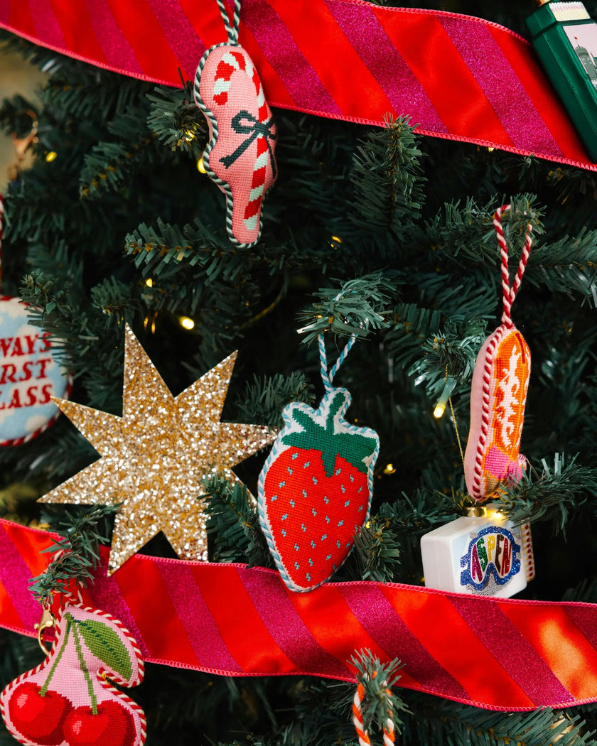 Needlepoint Icon Ornament - Candy Cane