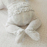 Andina Cream Pointelle Footie Ruffled Zippered One Piece