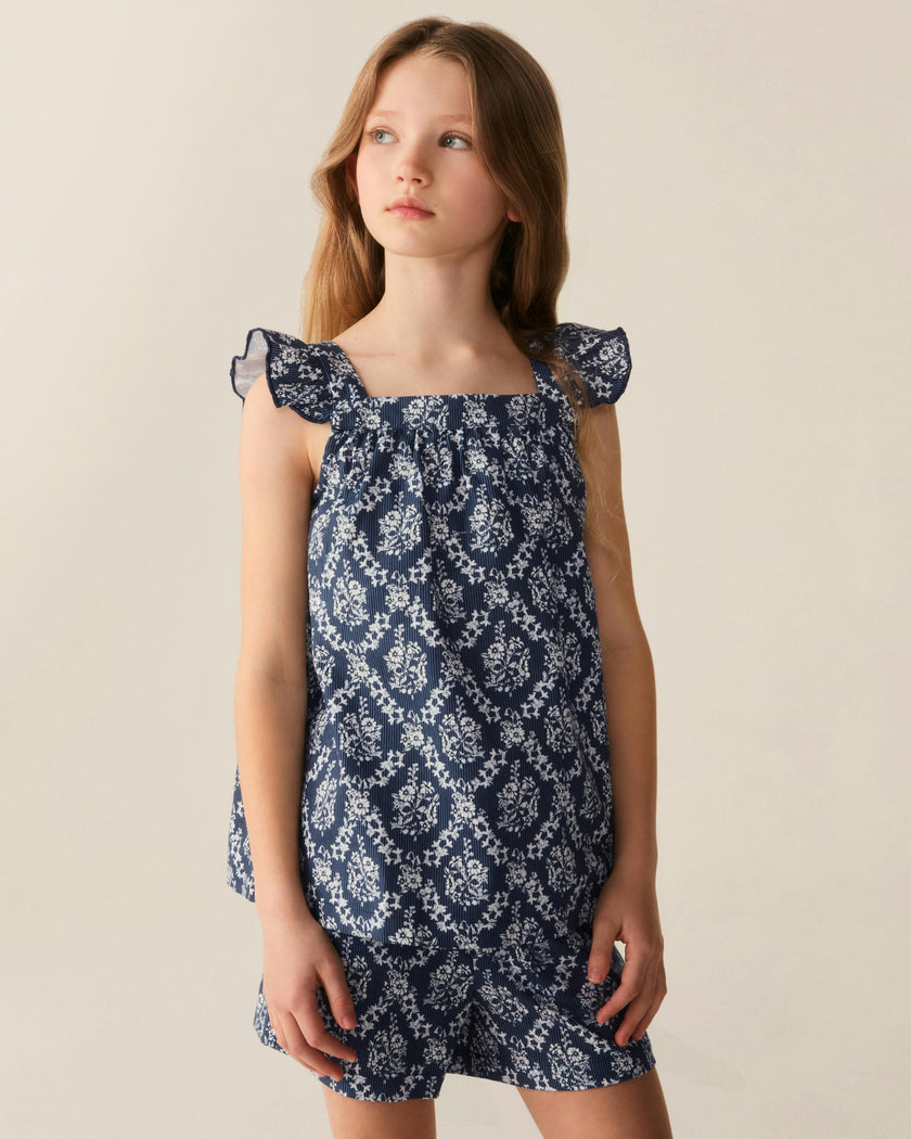 Girl's Twill Clara Short Set in Innkeeper Trellis